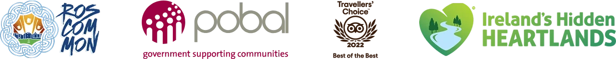 Roscommon Tourism, Pobal and Tripadvisor logos